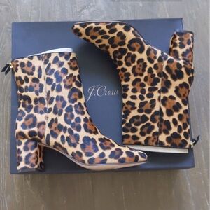 J.Crew Willa Leopard Calf Hair Ankle Boot 8.5
